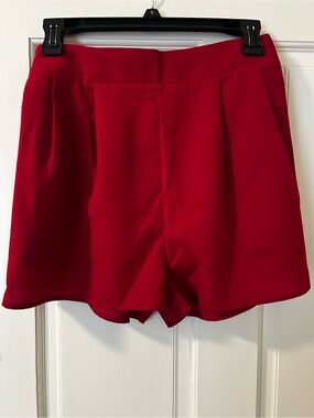 Women’s Red Pleated Shorts